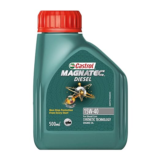 Castrol MAGNATEC Diesel 15W-40 - Engine Oil (0.5L Pack) - Synthetic Technology, API SP, ACEA A3/B4, Dualock Technology for Petrol/CNG and Diesel Cars