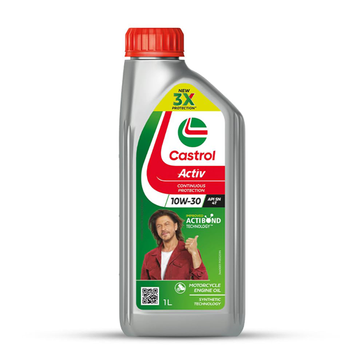 Castrol Activ 10W-30 (900ML) 4T Engine Oil for Bikes with Synthetic Technology |3X Protection with Actibond Technology | Engine Protection for Bikes | API SN and JASO MA2