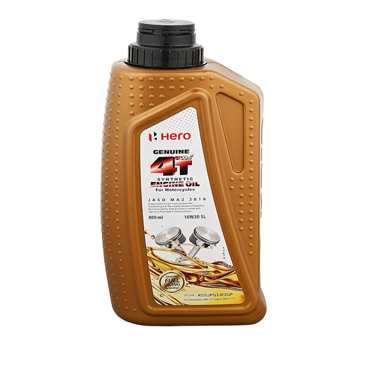 Hero Genuine 4T Plus (800ML) 10W-30 Synthetic Engine Oil for bikes | API SL and JASO MA2 Certified | Advanced fuel saving technology| Specially formulated for Hero motorcycles